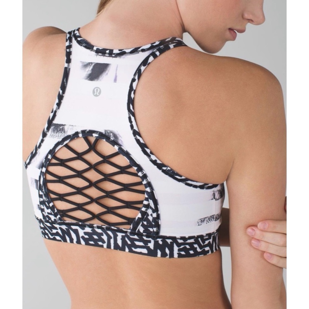 lululemon athletica White & Black Strappy Sports Bra